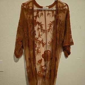 Pie In The Sky Orange Lace Duster Size 2x